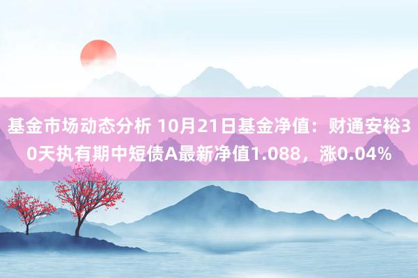   基金市场动态分析 10月21日基金净值：财通安裕30天执有期中短债A最新净值1.088，涨0.04%