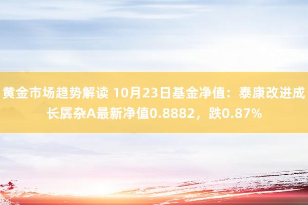   黄金市场趋势解读 10月23日基金净值：泰康改进成长羼杂A最新净值0.8882，跌0.87%