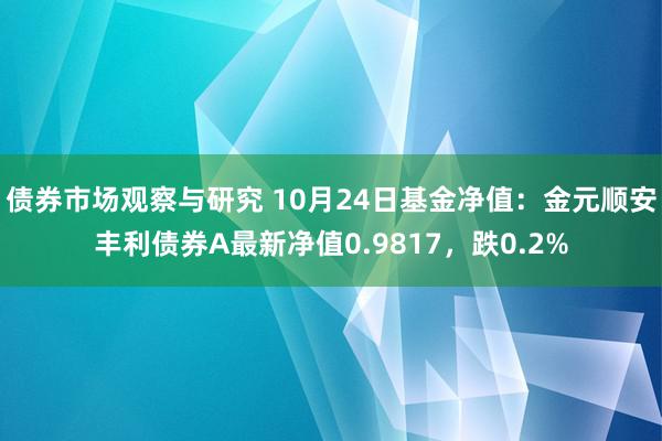 债券市场观察与研究 10月24日基金净值：金元顺安丰利债券A