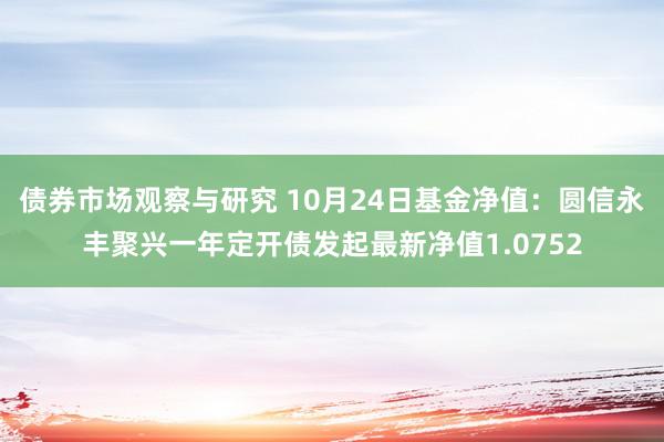   债券市场观察与研究 10月24日基金净值：圆信永丰聚兴一年定开债发起最新净值1.0752