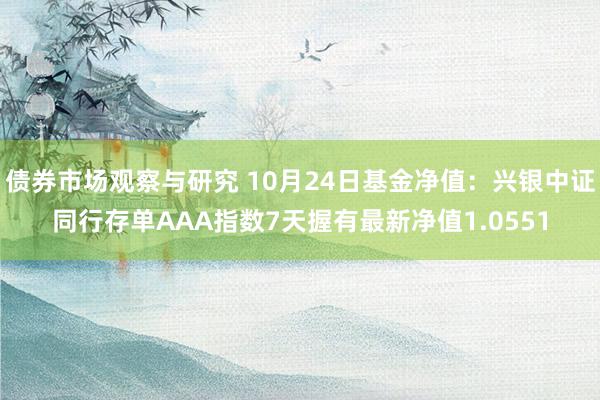   债券市场观察与研究 10月24日基金净值：兴银中证同行存单AAA指数7天握有最新净值1.0551