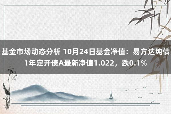   基金市场动态分析 10月24日基金净值：易方达纯债1年定开债A最新净值1.022，跌0.1%