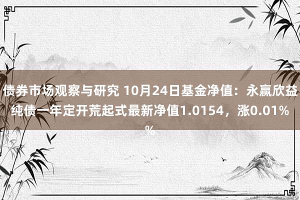   债券市场观察与研究 10月24日基金净值：永赢欣益纯债一年定开荒起式最新净值1.0154，涨0.01%