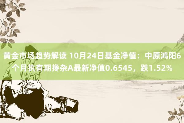 黄金市场趋势解读 10月24日基金净值：中原鸿阳6个月执有期搀杂A最新净值0.6545，跌1.52%