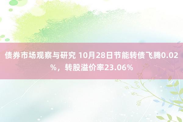 债券市场观察与研究 10月28日节能转债飞腾0.02%，转股