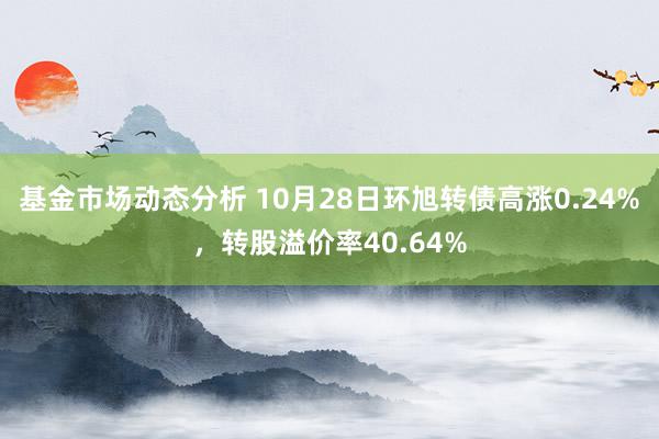 基金市场动态分析 10月28日环旭转债高涨0.24%，转股溢