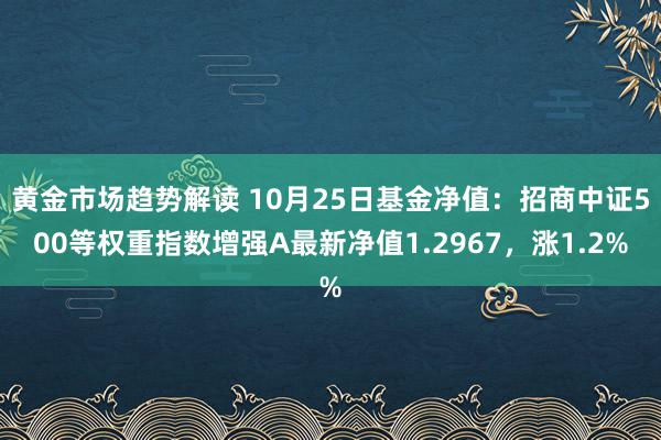   黄金市场趋势解读 10月25日基金净值：招商中证500等权重指数增强A最新净值1.2967，涨1.2%