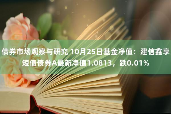   债券市场观察与研究 10月25日基金净值：建信鑫享短债债券A最新净值1.0813，跌0.01%