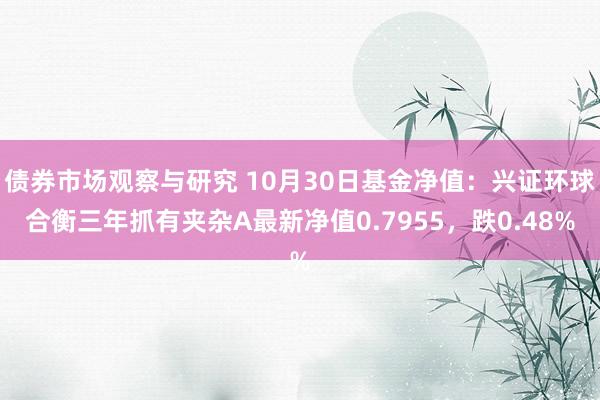 债券市场观察与研究 10月30日基金净值：兴证环球合衡三年抓有夹杂A最新净值0.7955，跌0.48%