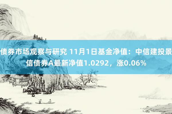 债券市场观察与研究 11月1日基金净值：中信建投景信债券A最