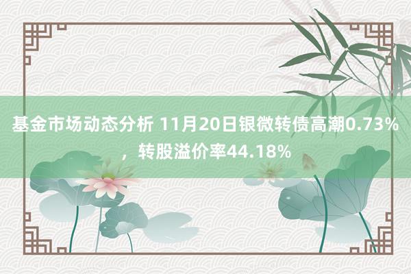 基金市场动态分析 11月20日银微转债高潮0.73%，转股溢价率44.18%