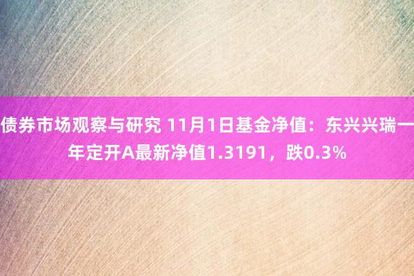 债券市场观察与研究 11月1日基金净值：东兴兴瑞一年定开A最