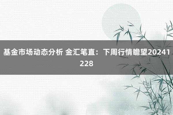 基金市场动态分析 金汇笔直：下周行情瞻望20241228