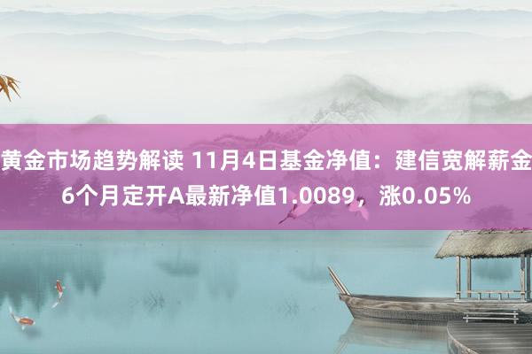 黄金市场趋势解读 11月4日基金净值：建信宽解薪金6个月定开A最新净值1.0089，涨0.05%