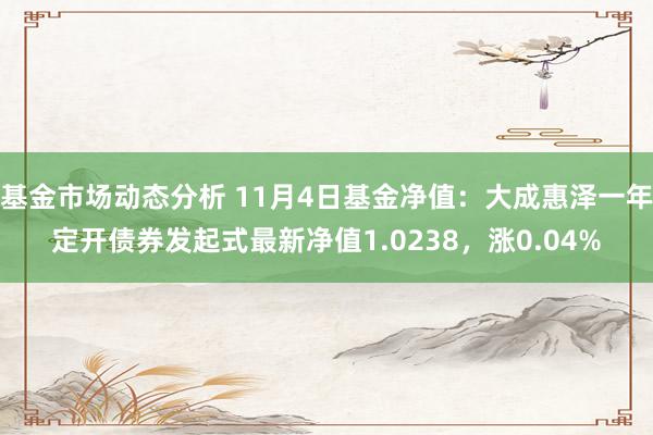 基金市场动态分析 11月4日基金净值：大成惠泽一年定开债券发起式最新净值1.0238，涨0.04%