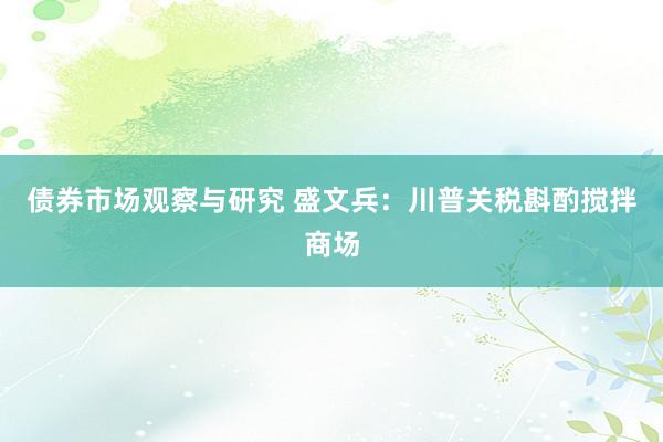 债券市场观察与研究 盛文兵：川普关税斟酌搅拌商场