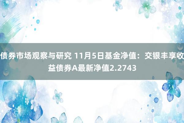 债券市场观察与研究 11月5日基金净值：交银丰享收益债券A最