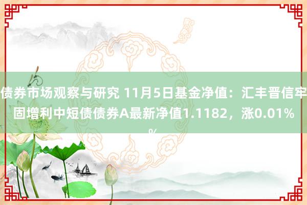 债券市场观察与研究 11月5日基金净值：汇丰晋信牢固增利中短