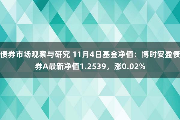 债券市场观察与研究 11月4日基金净值：博时安盈债券A最新净