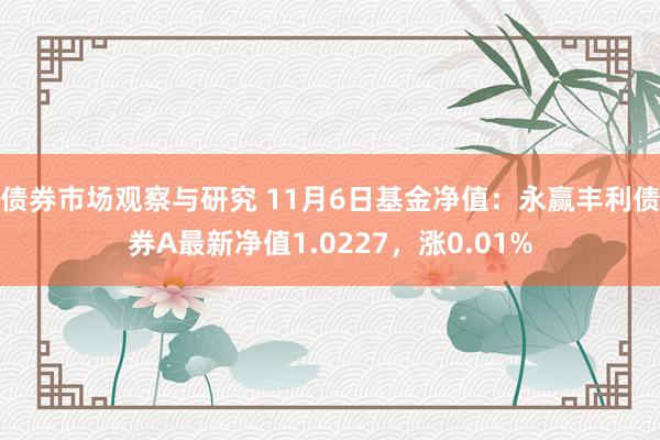 债券市场观察与研究 11月6日基金净值：永赢丰利债券A最新净值1.0227，涨0.01%