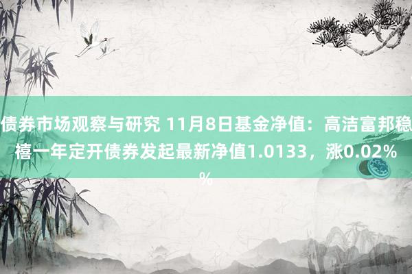 债券市场观察与研究 11月8日基金净值：高洁富邦稳禧一年定开债券发起最新净值1.0133，涨0.02%