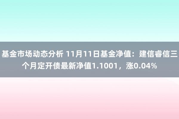 基金市场动态分析 11月11日基金净值：建信睿信三个月定开债最新净值1.1001，涨0.04%