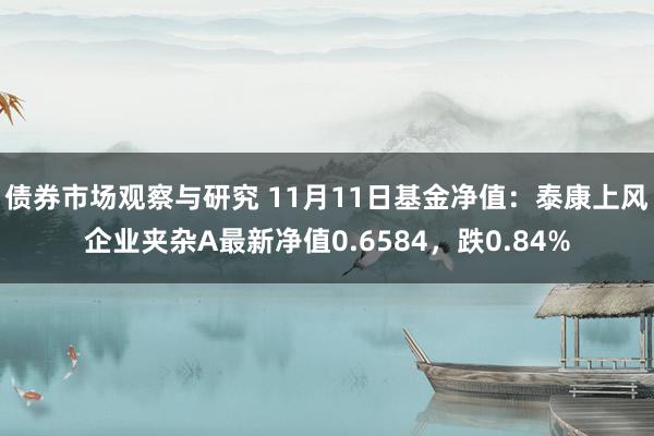 债券市场观察与研究 11月11日基金净值：泰康上风企业夹杂A最新净值0.6584，跌0.84%