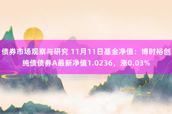 债券市场观察与研究 11月11日基金净值：博时裕创纯债债券A最新净值1.0236，涨0.03%