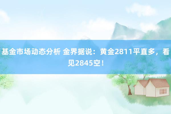   基金市场动态分析 金界据说：黄金2811平直多，看见2845空！