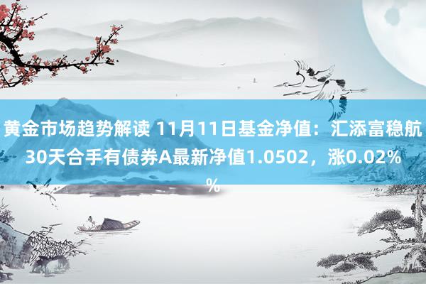   黄金市场趋势解读 11月11日基金净值：汇添富稳航30天合手有债券A最新净值1.0502，涨0.02%