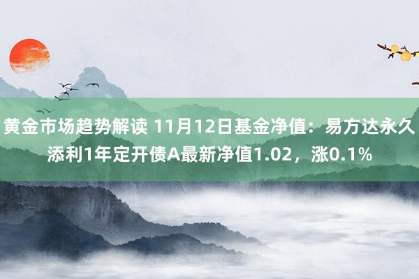   黄金市场趋势解读 11月12日基金净值：易方达永久添利1年定开债A最新净值1.02，涨0.1%