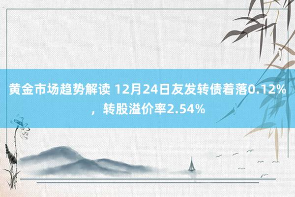   黄金市场趋势解读 12月24日友发转债着落0.12%，转股溢价率2.54%