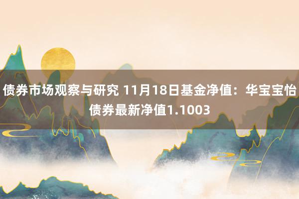   债券市场观察与研究 11月18日基金净值：华宝宝怡债券最新净值1.1003