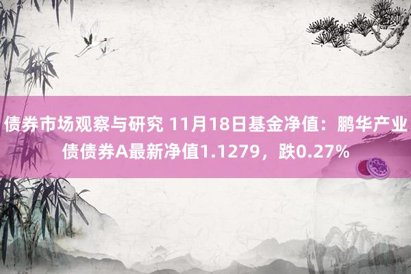   债券市场观察与研究 11月18日基金净值：鹏华产业债债券A最新净值1.1279，跌0.27%