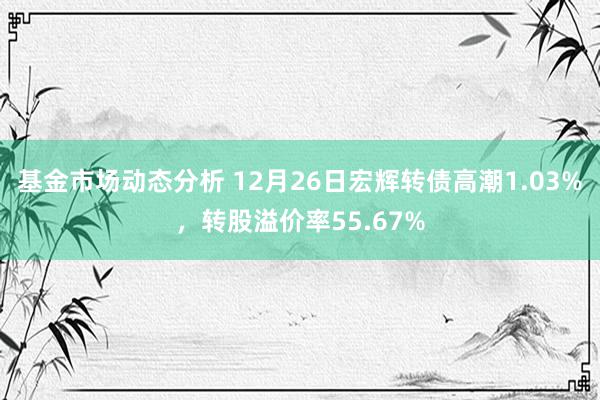   基金市场动态分析 12月26日宏辉转债高潮1.03%，转股溢价率55.67%