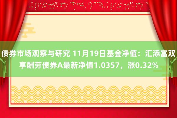 债券市场观察与研究 11月19日基金净值：汇添富双享酬劳债券