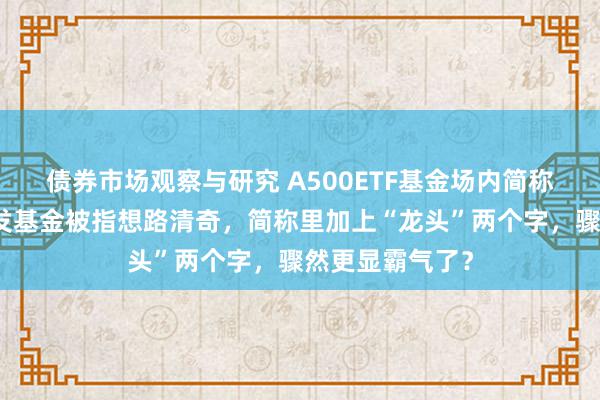 债券市场观察与研究 A500ETF基金场内简称头昏目眩：广发