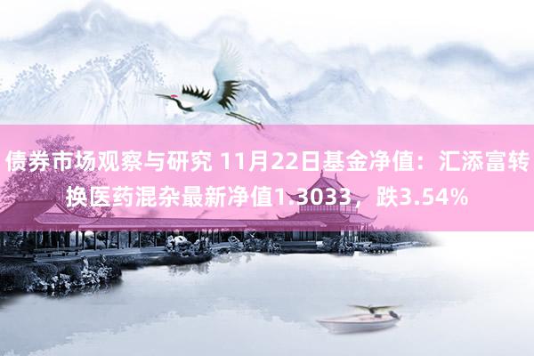   债券市场观察与研究 11月22日基金净值：汇添富转换医药混杂最新净值1.3033，跌3.54%