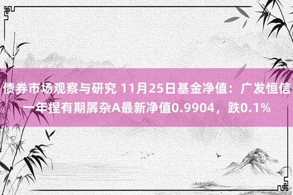 债券市场观察与研究 11月25日基金净值：广发恒信一年捏有期羼杂A最新净值0.9904，跌0.1%