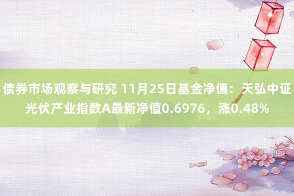 债券市场观察与研究 11月25日基金净值：天弘中证光伏产业指数A最新净值0.6976，涨0.48%