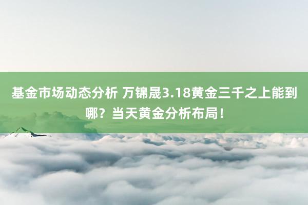 基金市场动态分析 万锦晟3.18黄金三千之上能到哪？当天黄金