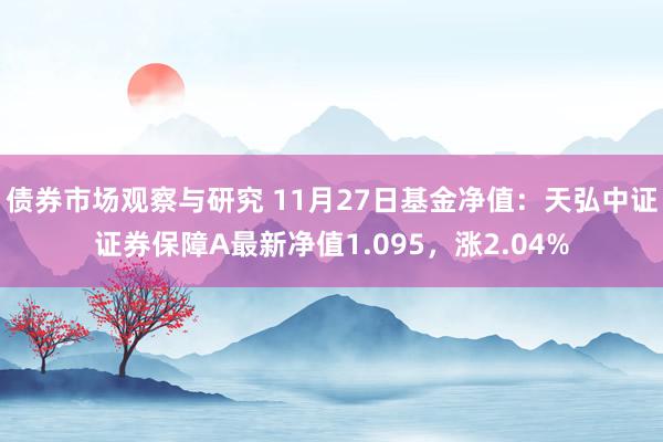   债券市场观察与研究 11月27日基金净值：天弘中证证券保障A最新净值1.095，涨2.04%